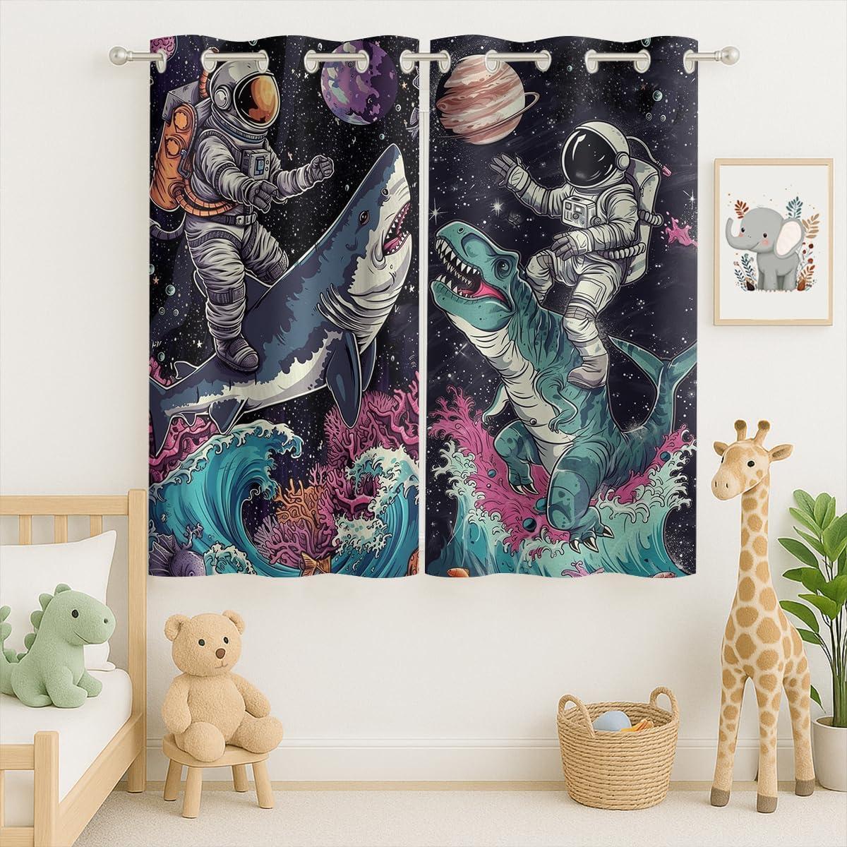 Cortinas Blackout Naiice Astronauta 213x213 cm 2 Pcs