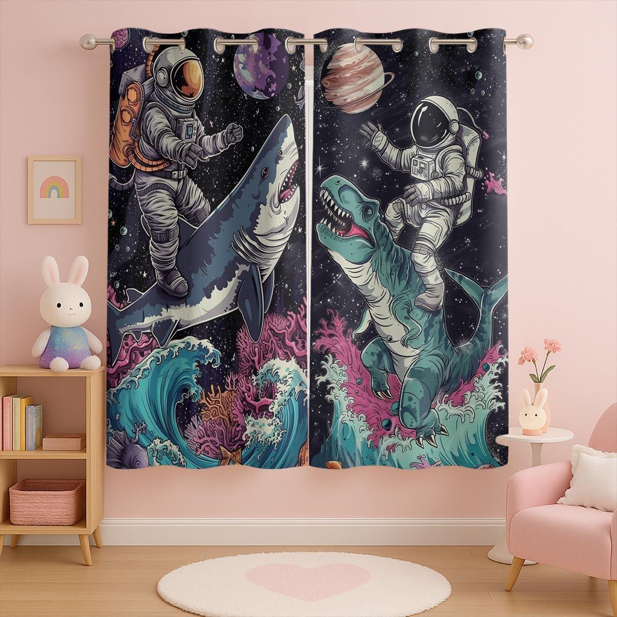 Cortinas Blackout Naiice Astronauta 213x213 cm 2 Pcs