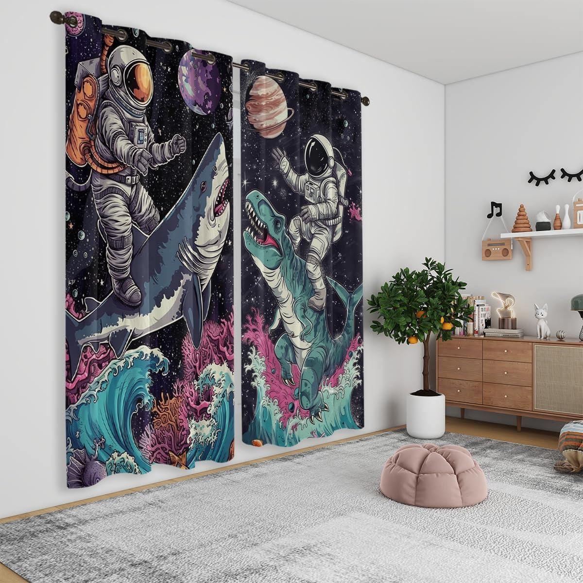 Cortinas Blackout Naiice Astronauta 213x213 cm 2 Pcs