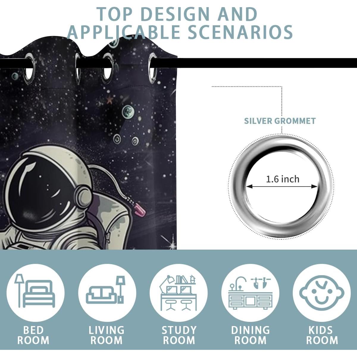 Cortinas Blackout Naiice Astronauta 213x213 cm 2 Pcs