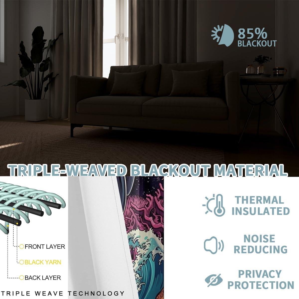 Cortinas Blackout Naiice Astronauta 213x213 cm 2 Pcs