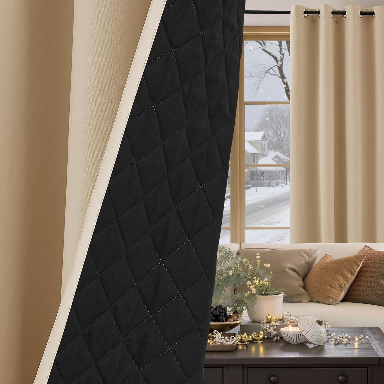 Cortinas Opacas Térmicas NICETOWN 52x96 cm Beige Biscotti