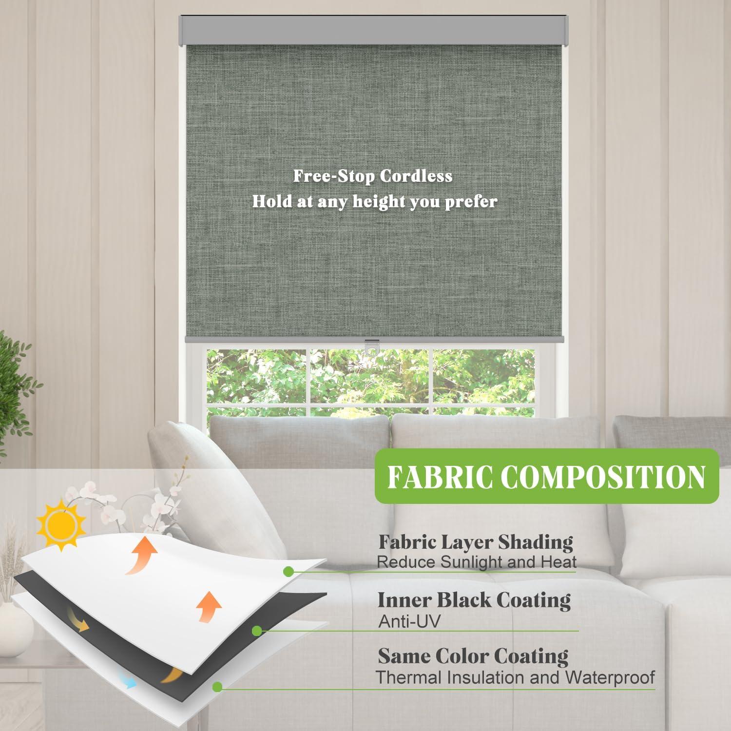 Persianas enrollables blackout Bliwans 86.36x182.88cm gris