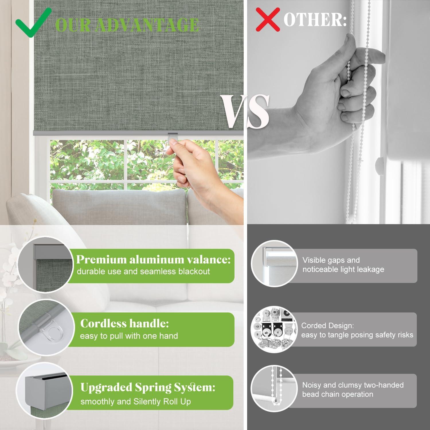 Persianas enrollables blackout Bliwans 86.36x182.88cm gris