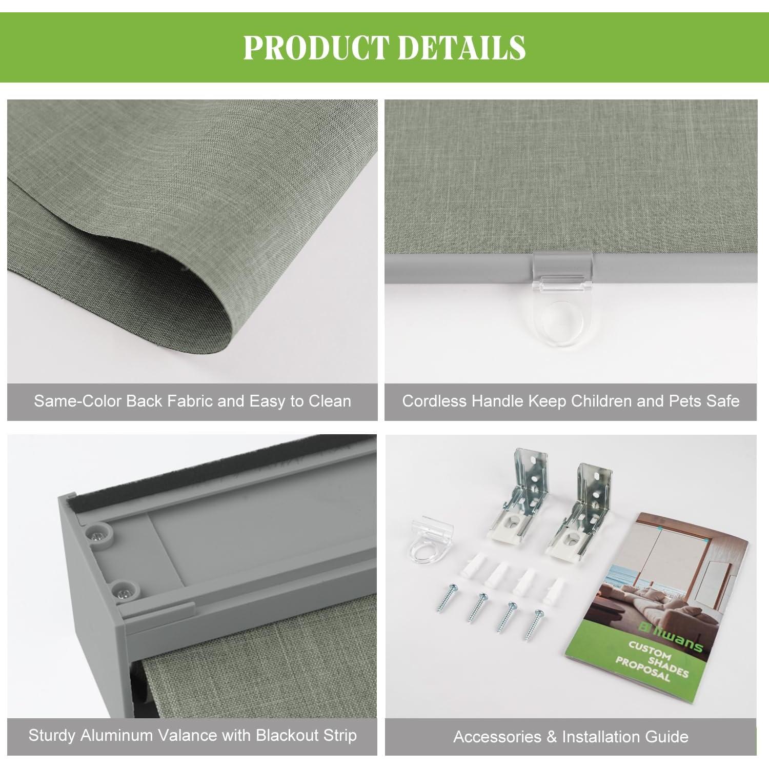 Persianas enrollables blackout Bliwans 86.36x182.88cm gris