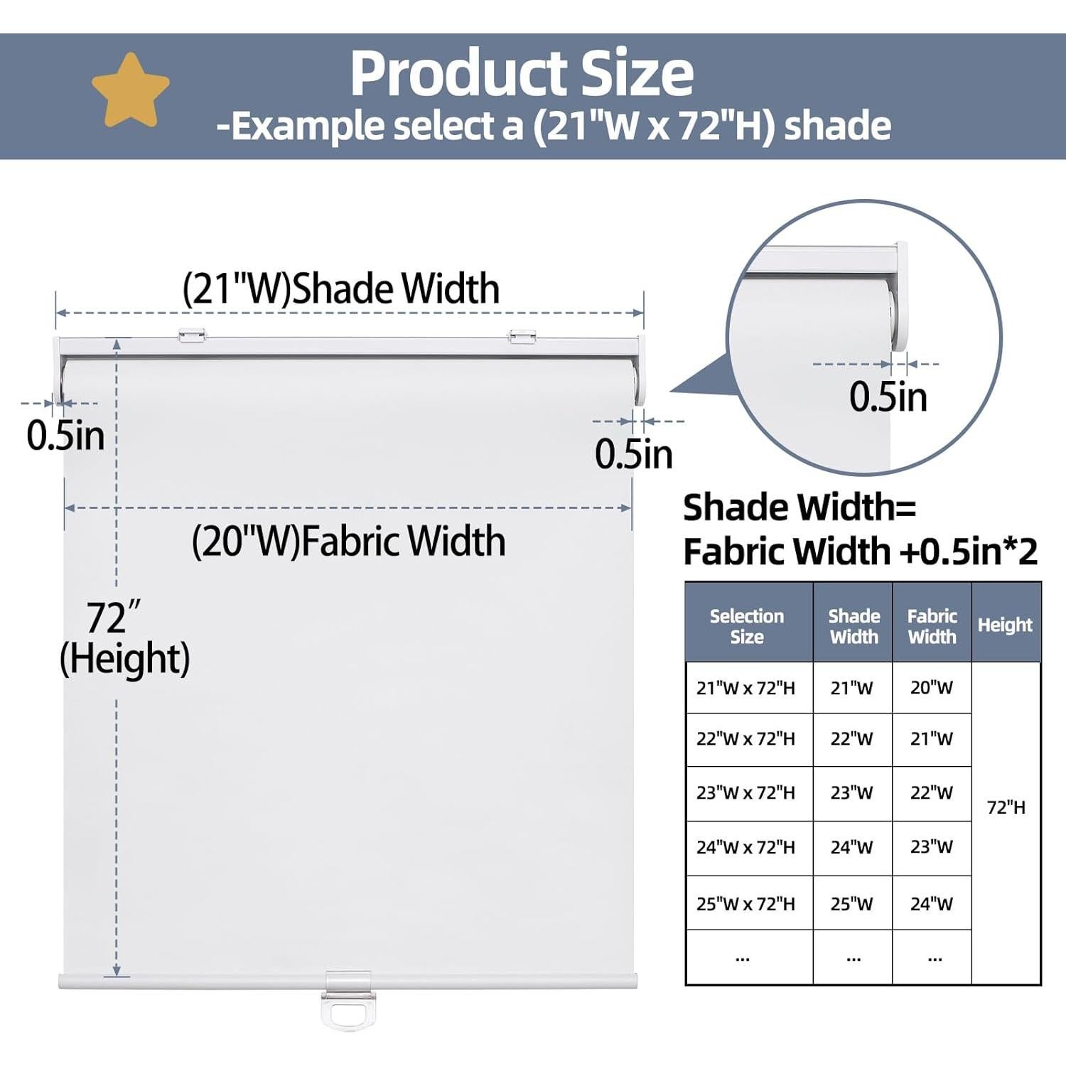 Cortina enrollable blackout SHADEMOON 89x183 cm blanca