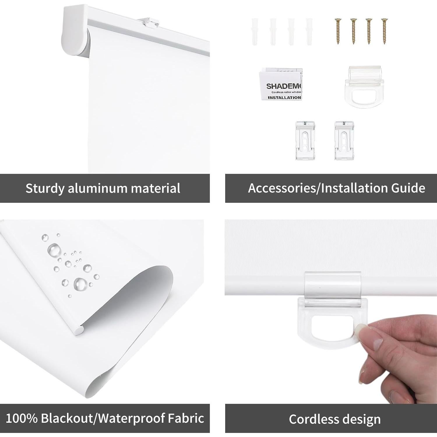 Cortina enrollable blackout SHADEMOON 89x183 cm blanca