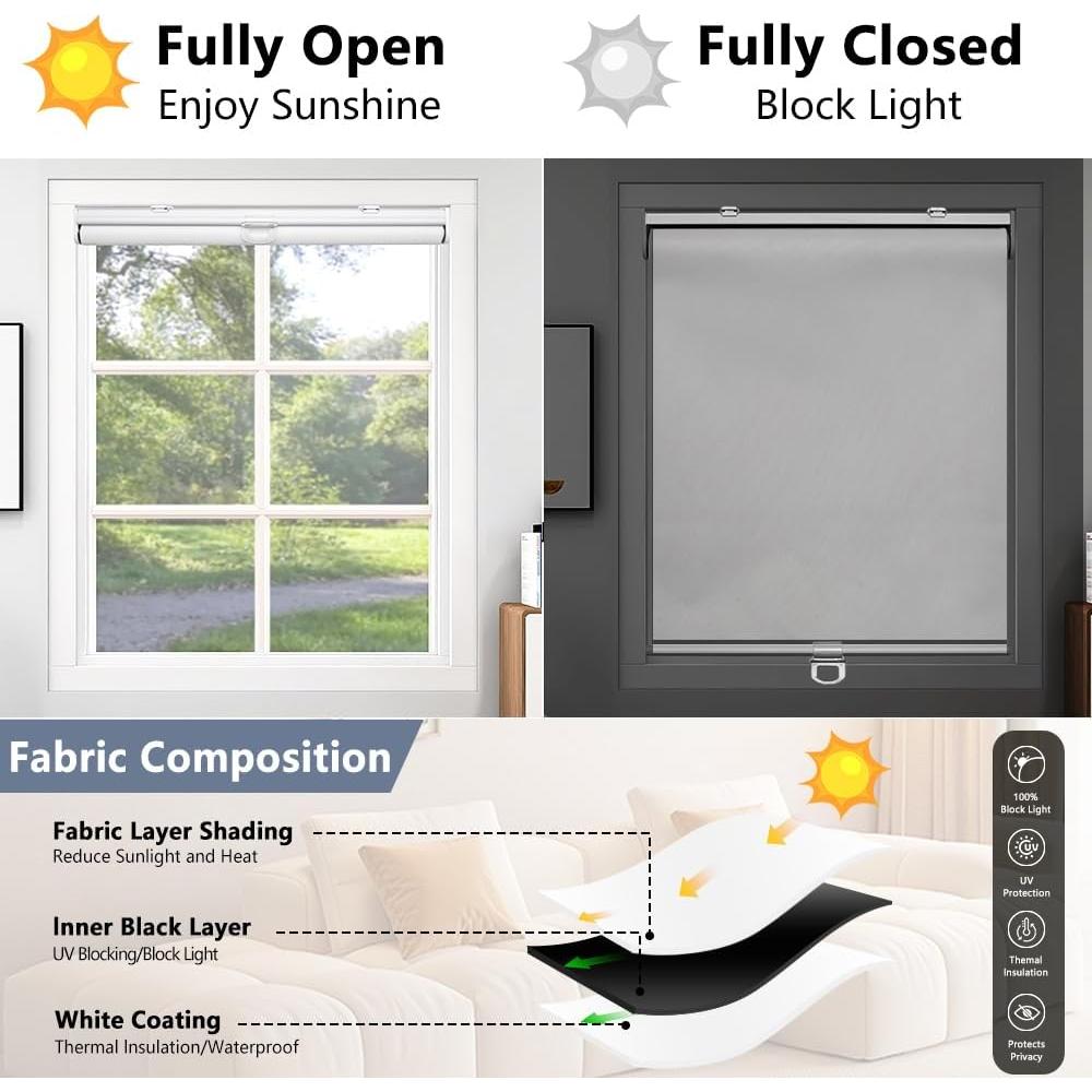 Cortina enrollable blackout SHADEMOON 89x183 cm blanca