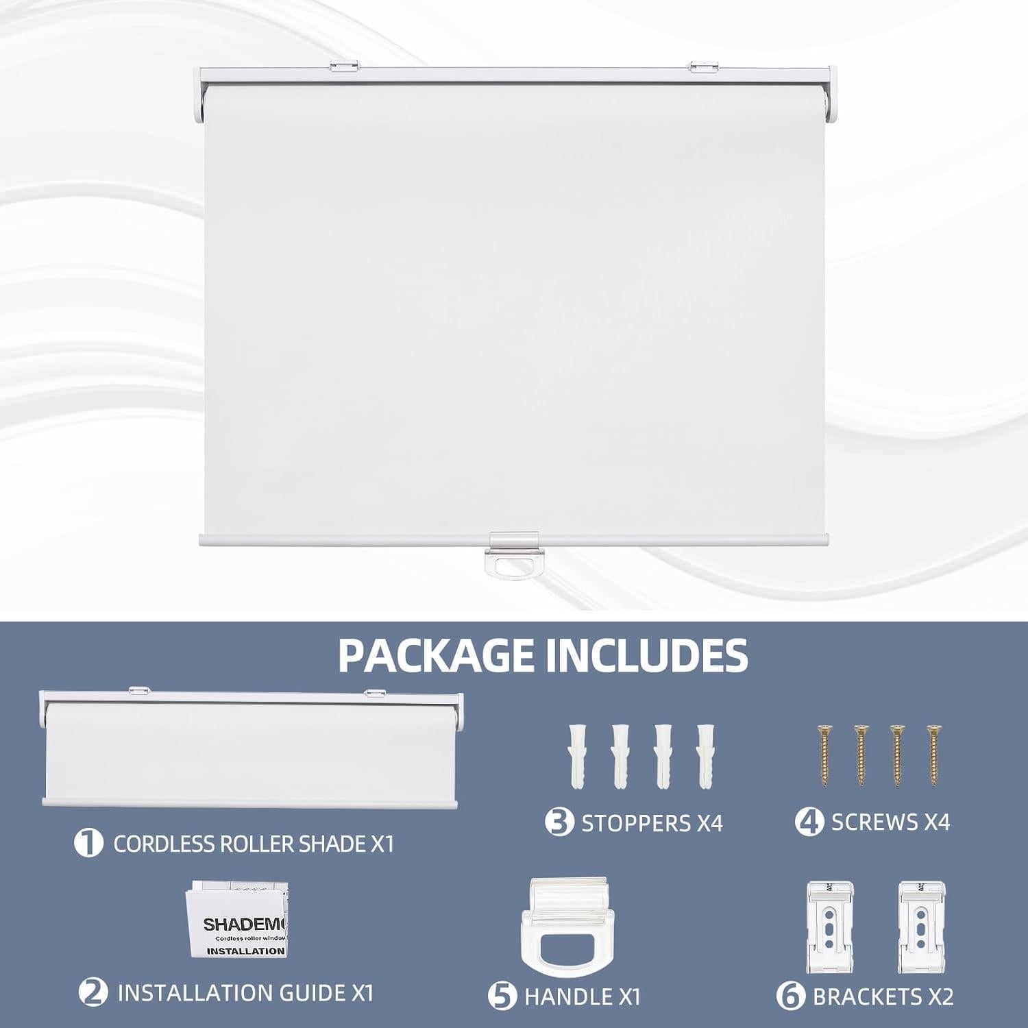 Cortina enrollable blackout SHADEMOON 89x183 cm blanca