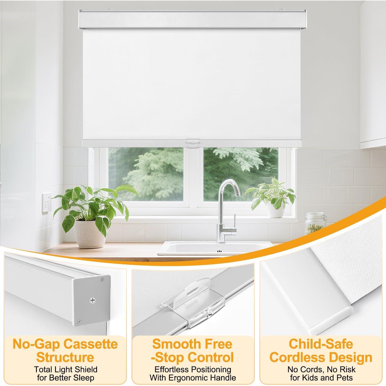 Persiana enrollable blackout Hidpriva 114.3x182.9 cm blanca