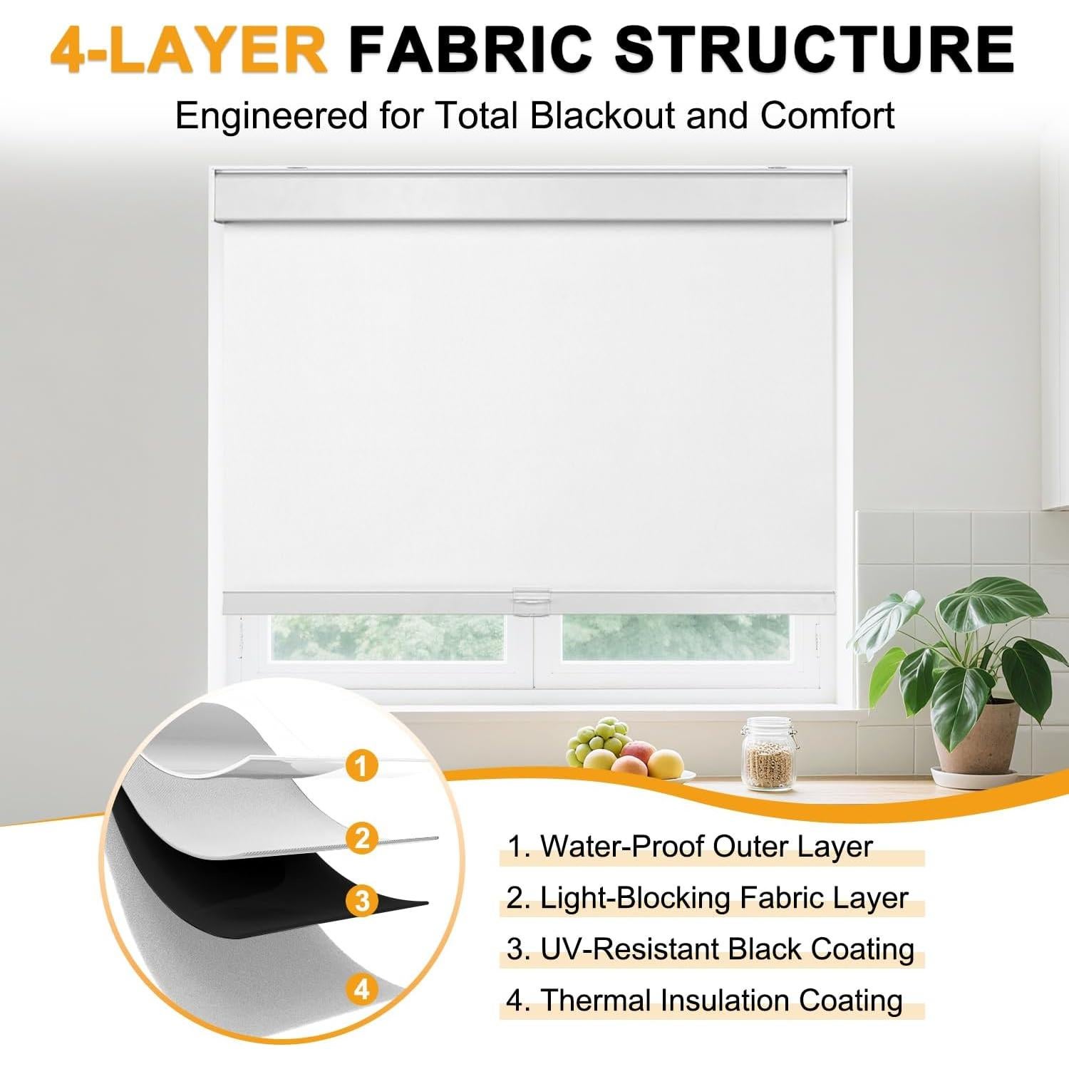 Persiana enrollable blackout Hidpriva 114.3x182.9 cm blanca