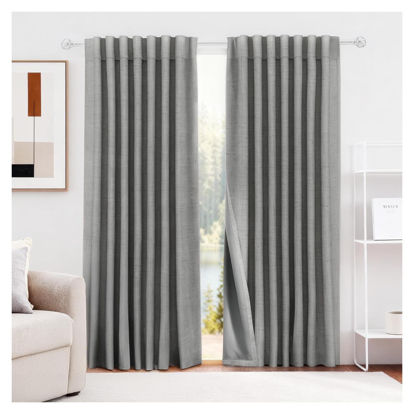 Cortinas Opacas HESTIA de Lino 132x198 cm 2 Paneles Gris
