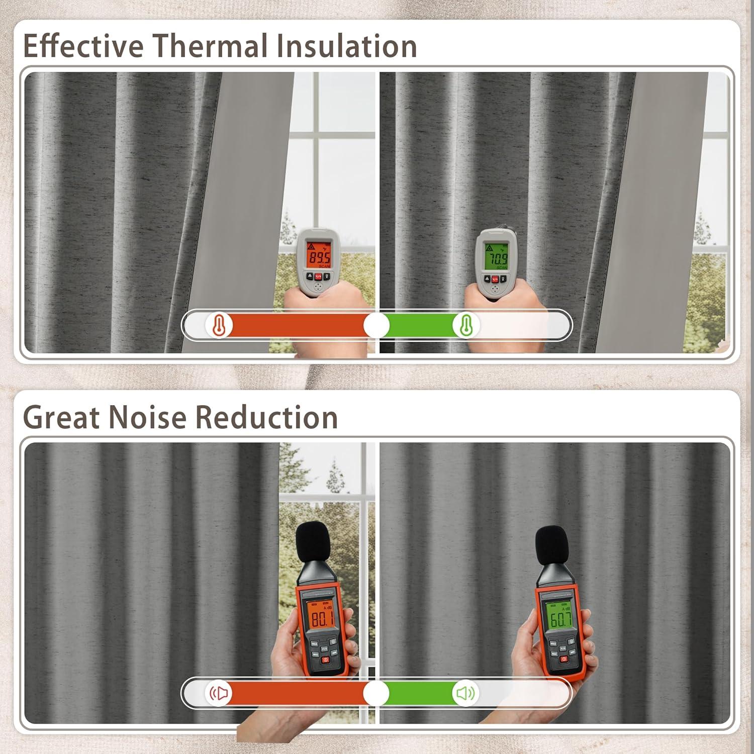 Cortinas Opacas HESTIA de Lino 132x198 cm 2 Paneles Gris