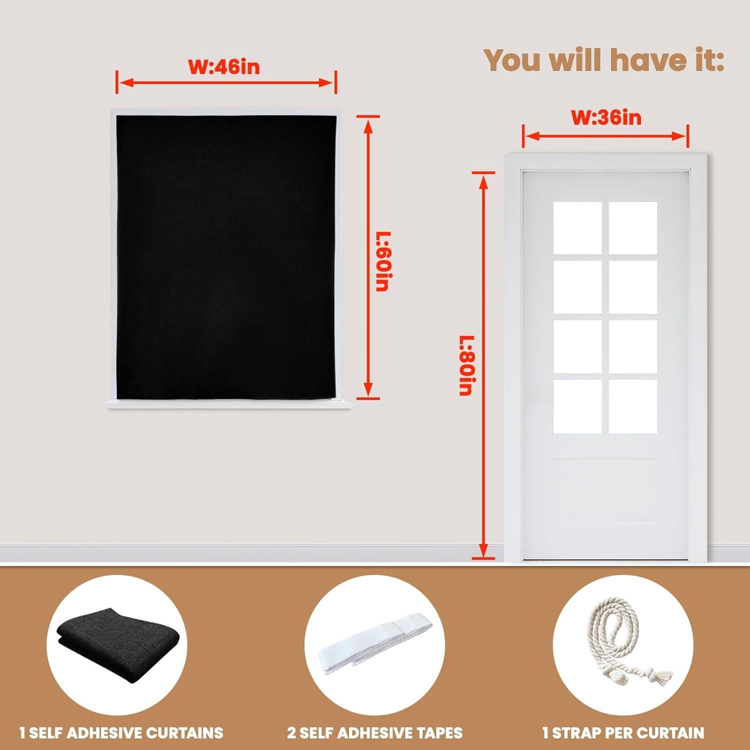 Cortina Adhesiva Opaca Jilron 116.84x152.4 cm Negra