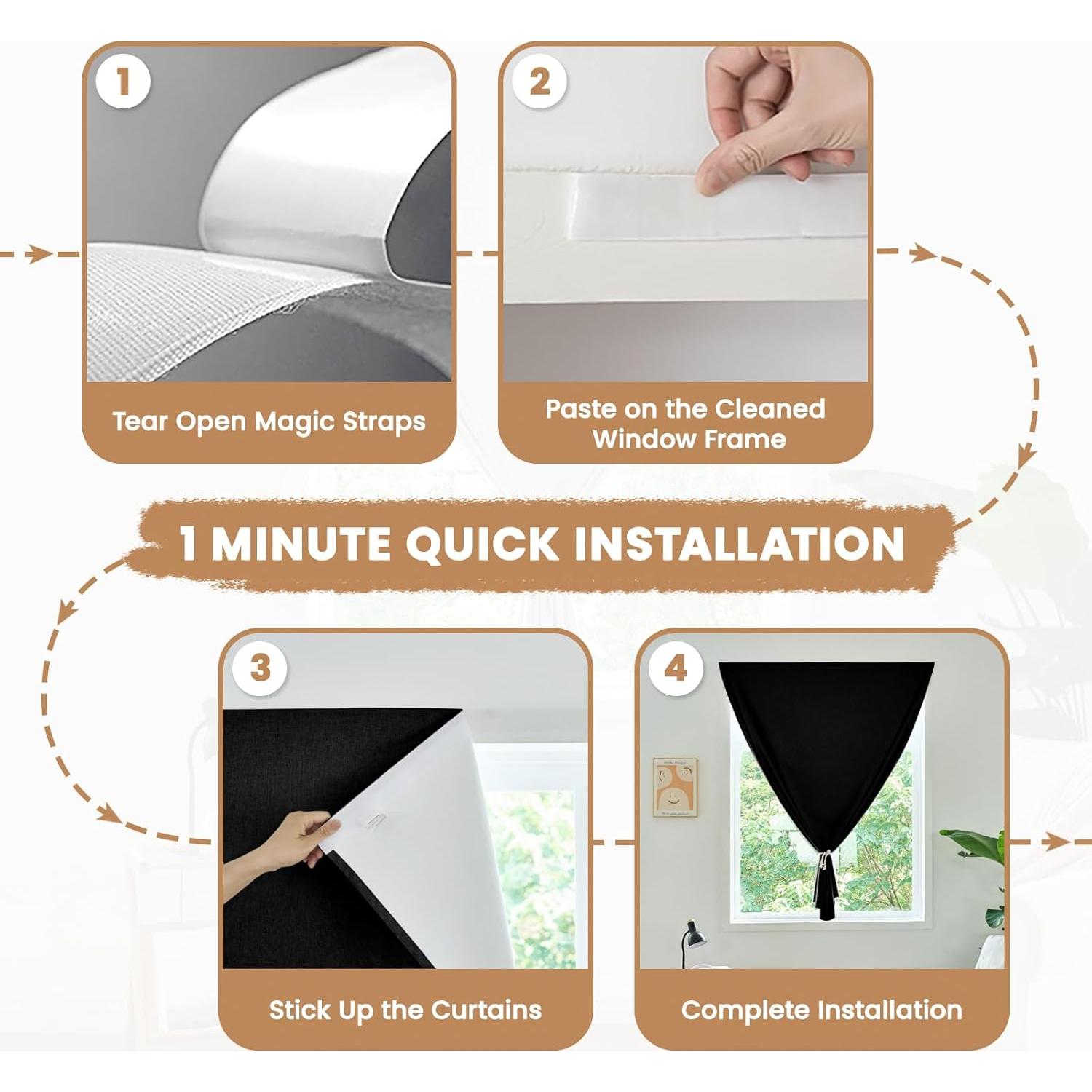 Cortina Adhesiva Opaca Jilron 116.84x152.4 cm Negra