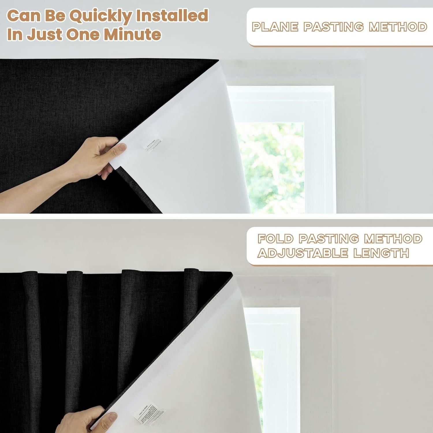 Cortina Adhesiva Opaca Jilron 116.84x152.4 cm Negra