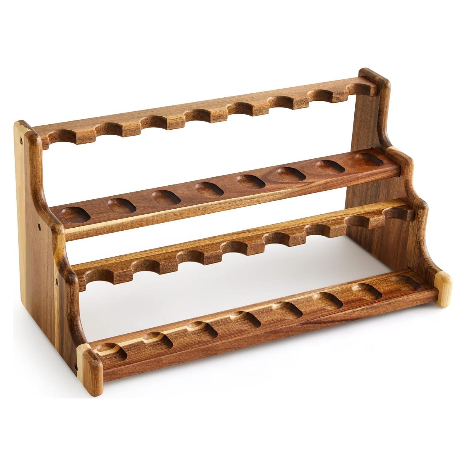 Soporte de Tubos de Fumar Yalikop de Acacia Doble Capa 43.4cm