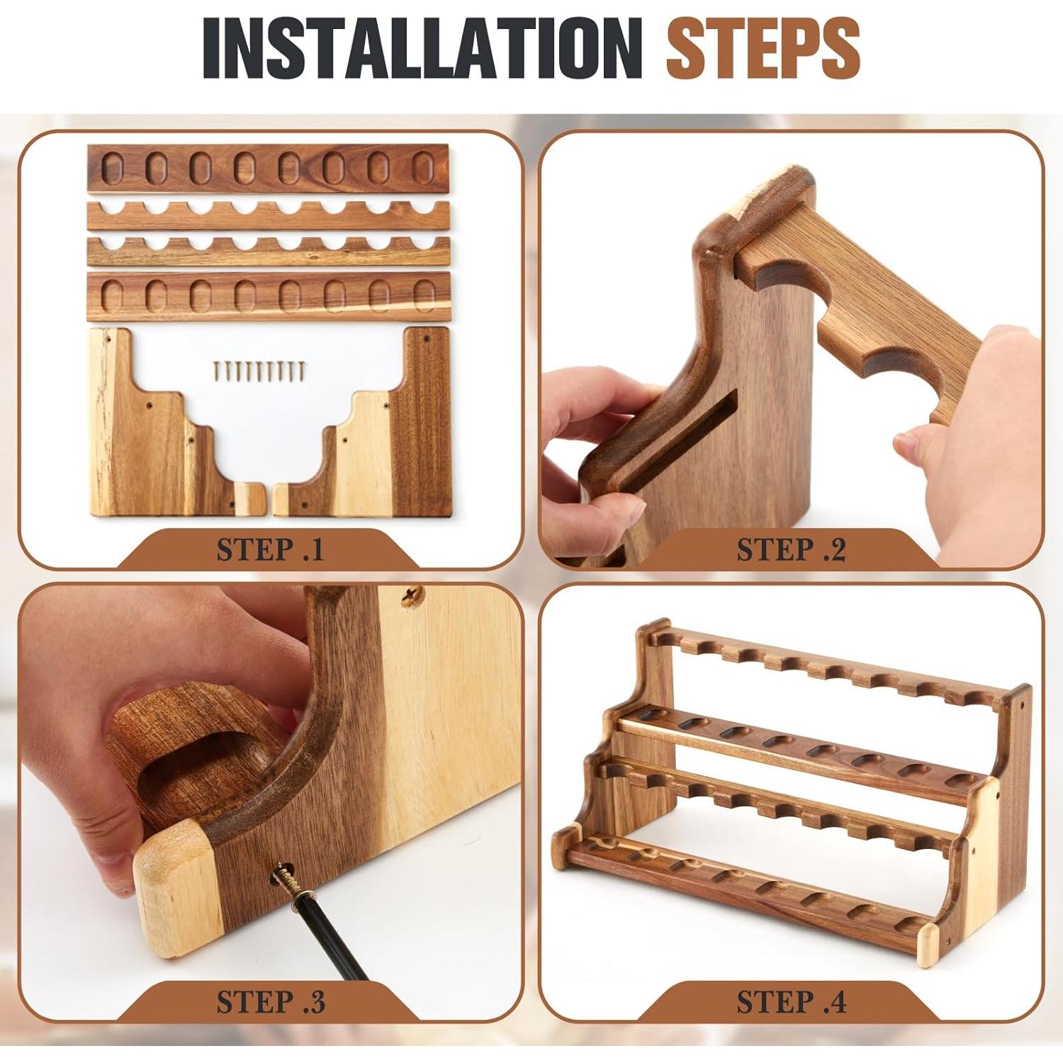 Soporte de Tubos de Fumar Yalikop de Acacia Doble Capa 43.4cm