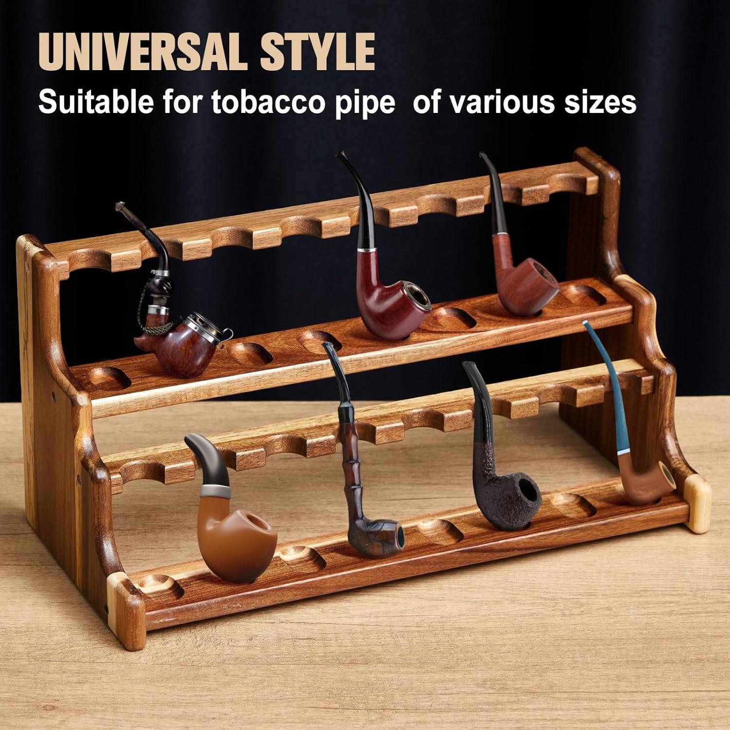 Soporte de Tubos de Fumar Yalikop de Acacia Doble Capa 43.4cm