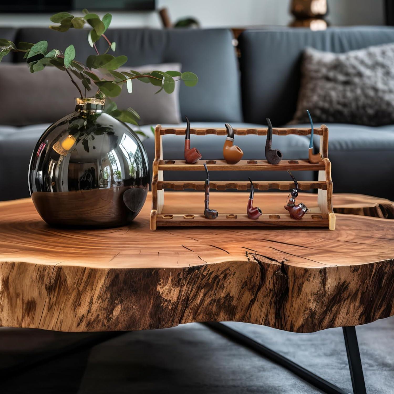 Soporte de Tubos de Fumar Yalikop de Acacia Doble Capa 43.4cm