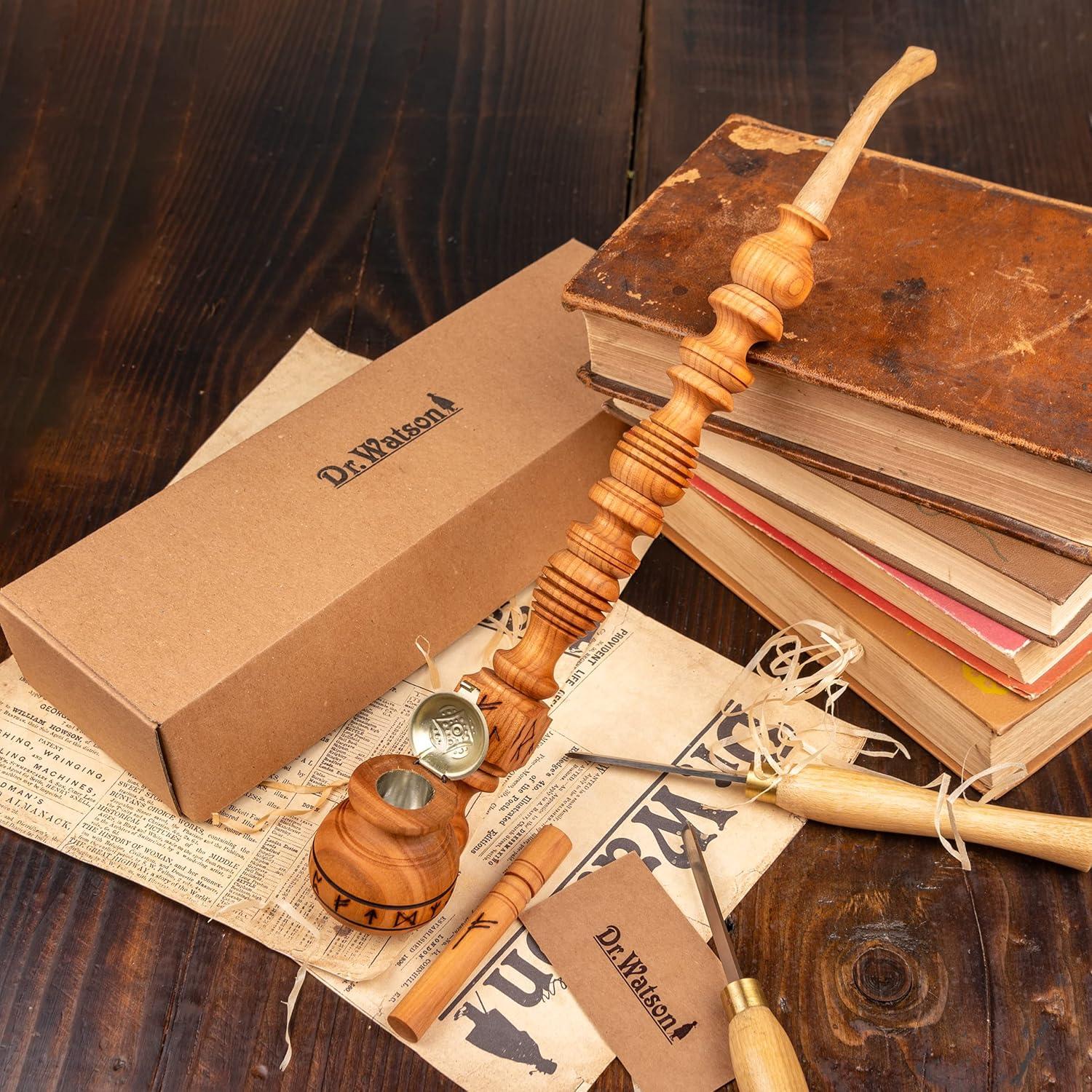 Pipa de Tabaco Dr. Watson Runas Hecha a Mano 37 cm