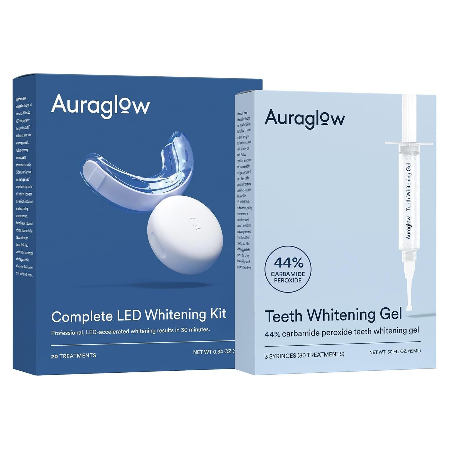 Kit de Blanqueamiento Dental Auraglow LED + Gel 44%