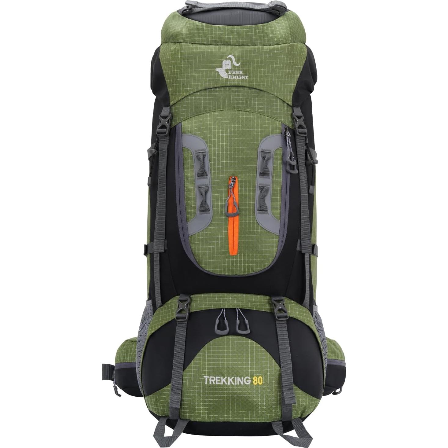 80L Waterproof Hiking Camping Backpack with Rain Cover, Lightweight Outdoor Sport Travel Daypack for Climbing Touring (Army Green)