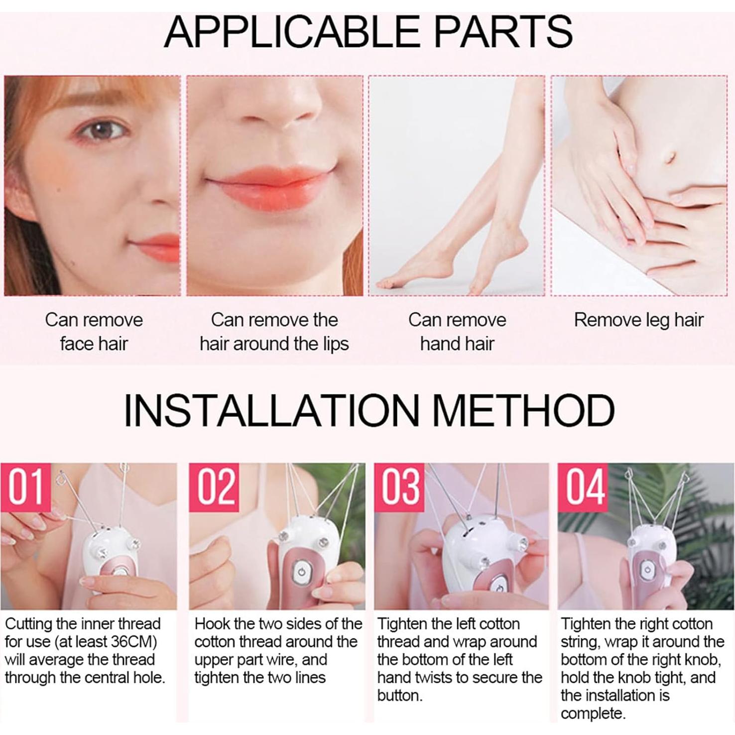 Epilador de Hilo Facial Eléctrico Watris Veiyi Rosa 5W