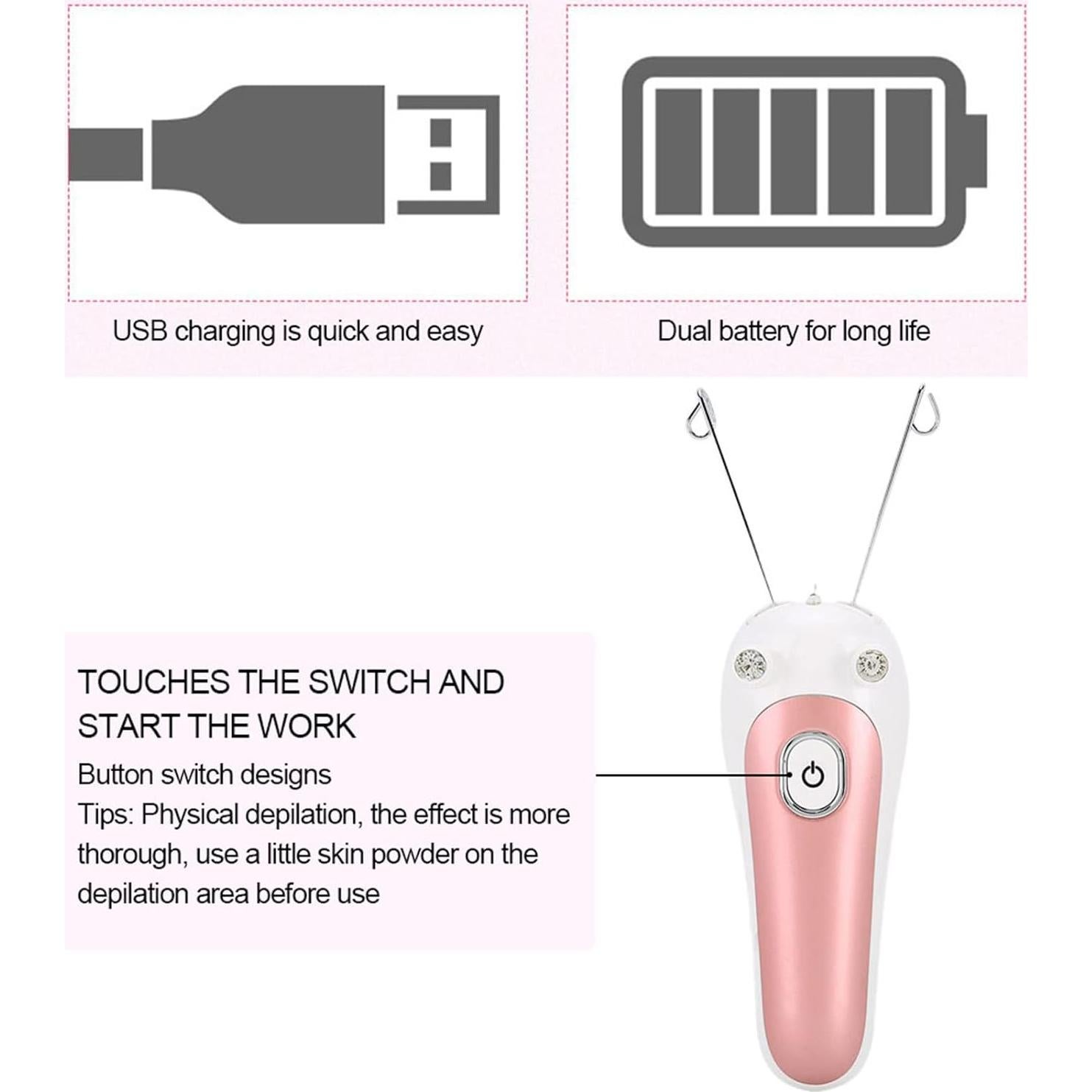 Epilador de Hilo Facial Eléctrico Watris Veiyi Rosa 5W