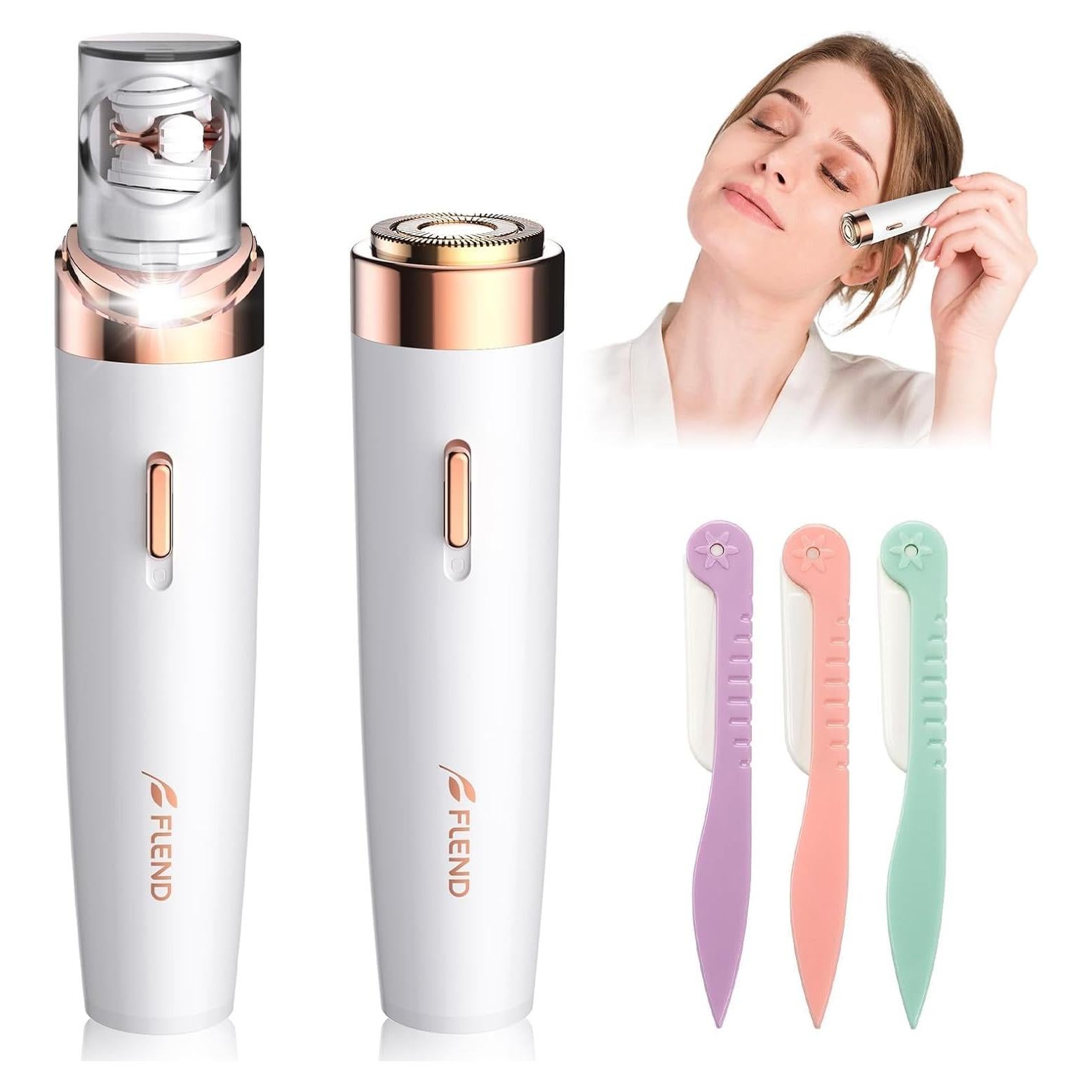 Epilador Facial 2 en 1 Flend para Mujeres con Luz LED