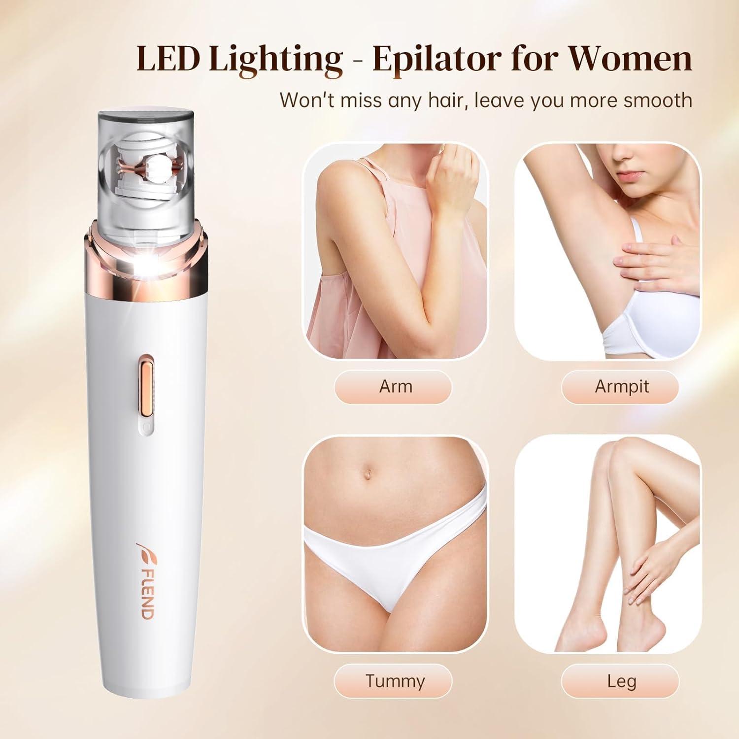 Epilador Facial 2 en 1 Flend para Mujeres con Luz LED