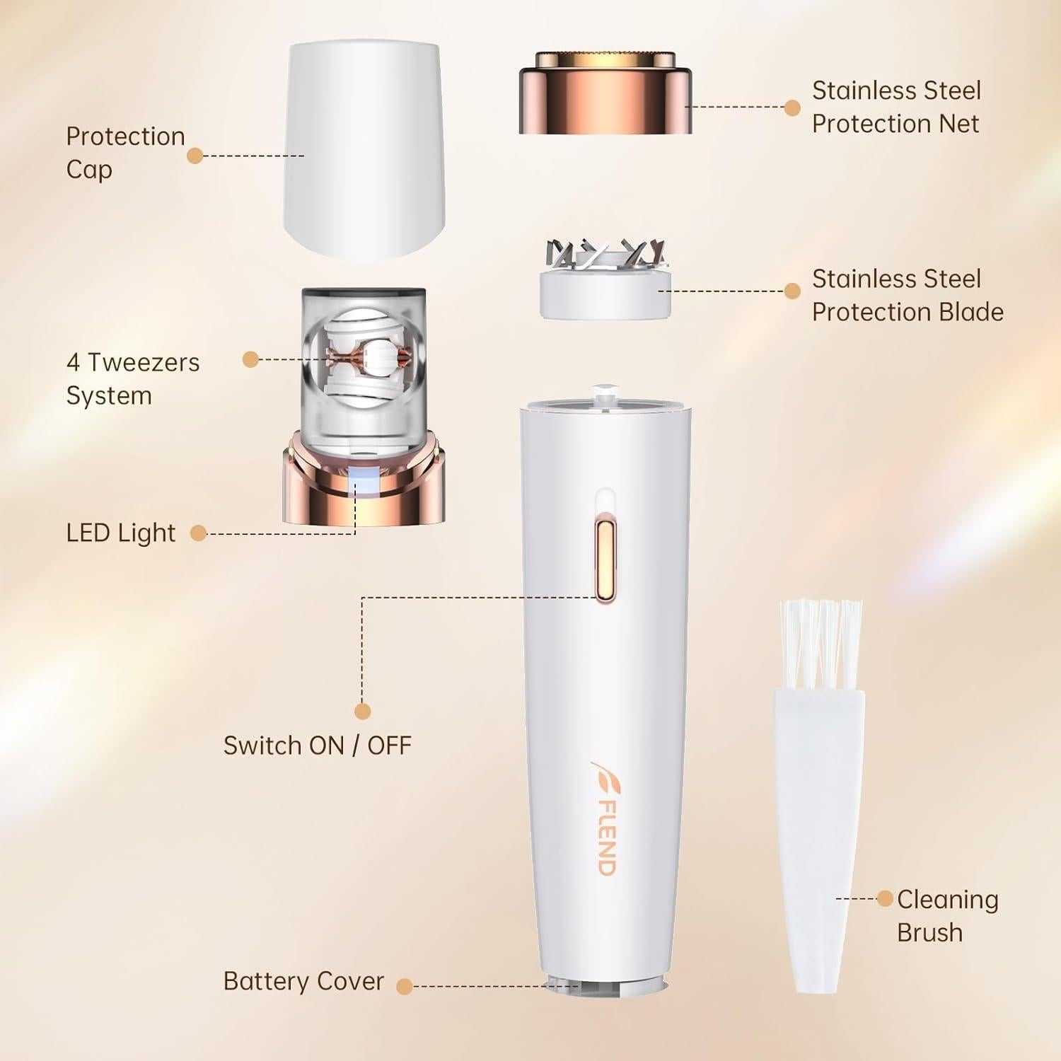 Epilador Facial 2 en 1 Flend para Mujeres con Luz LED