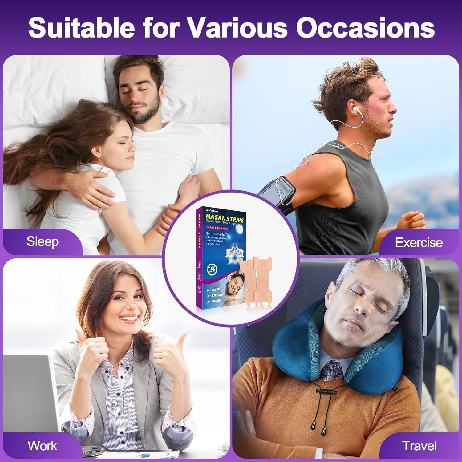 Tiras Nasales ZenithHome para Ronquidos - 100 Unidades