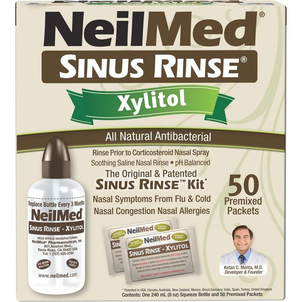 Kit de Enjuague Nasal NeilMed con Xilitol - 50 Unidades