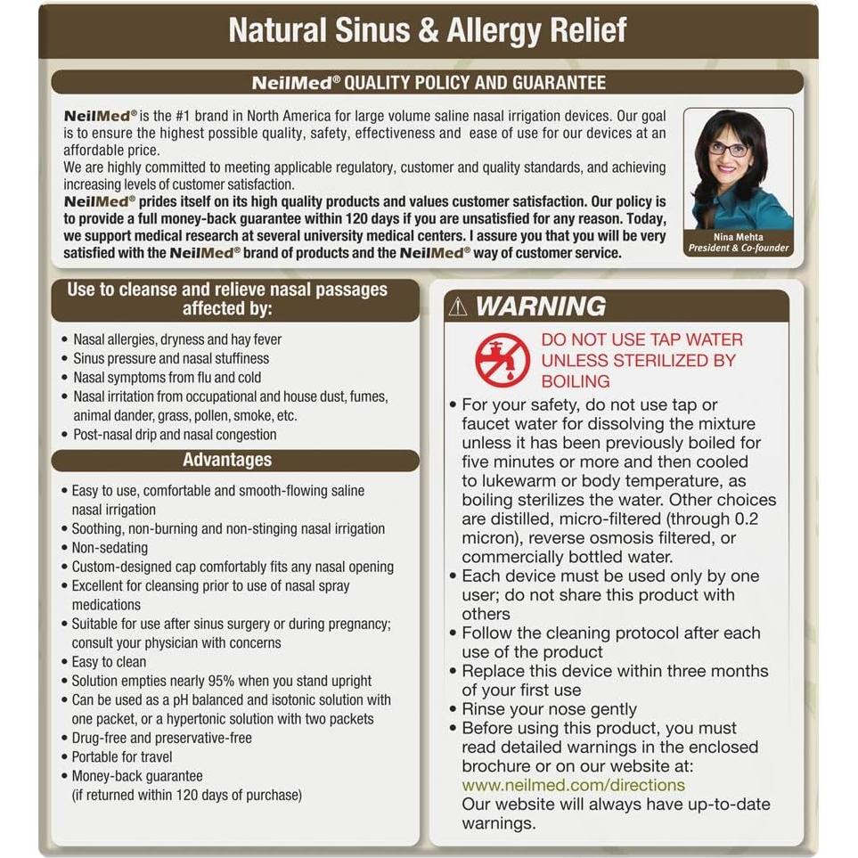 Kit de Enjuague Nasal NeilMed con Xilitol - 50 Unidades