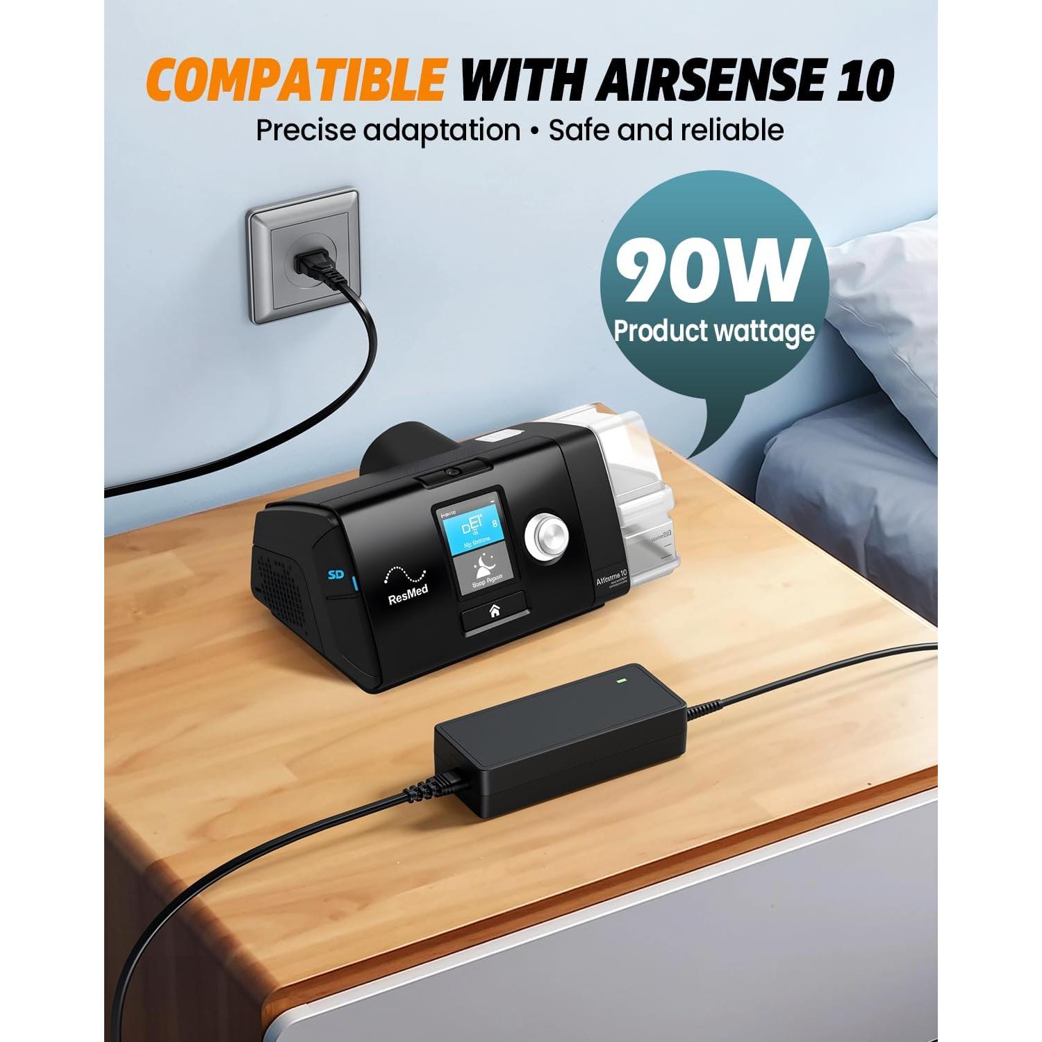 Cable de Alimentación 24V 90W NOJIMU para CPAP ResMed AirSense 10