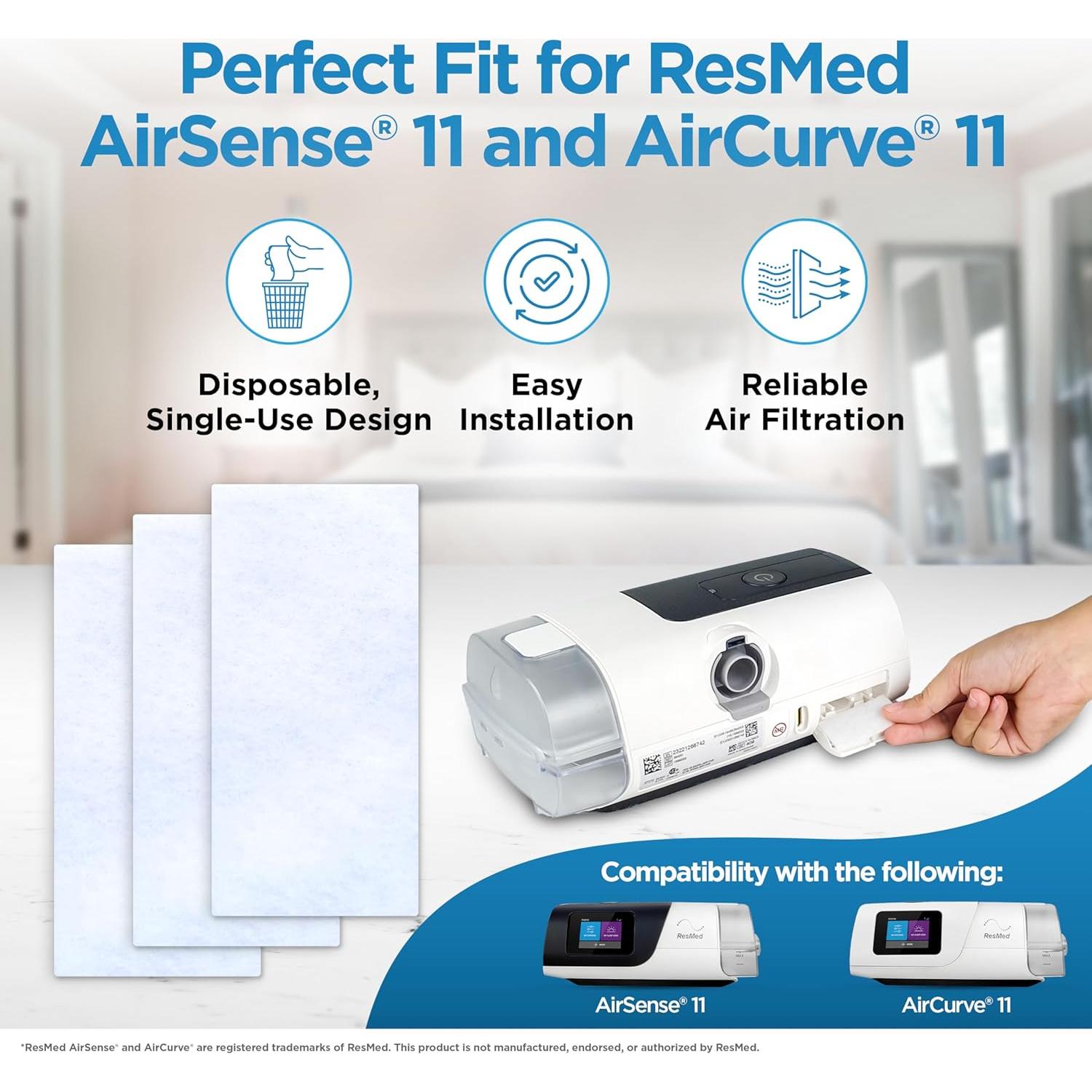 Filtros CPAP Resplabs para ResMed AirSense 11 - Paquete de 60