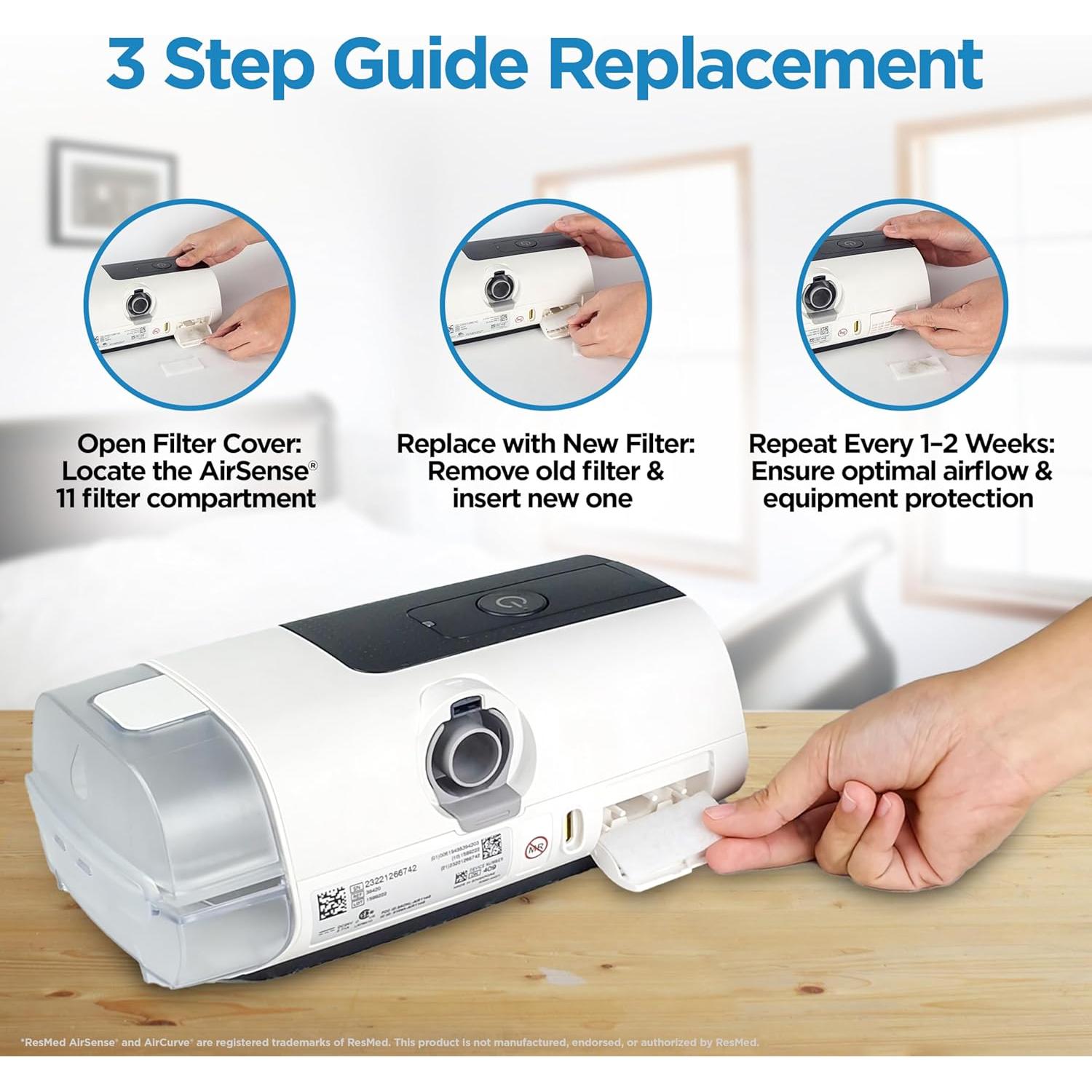 Filtros CPAP Resplabs para ResMed AirSense 11 - Paquete de 60