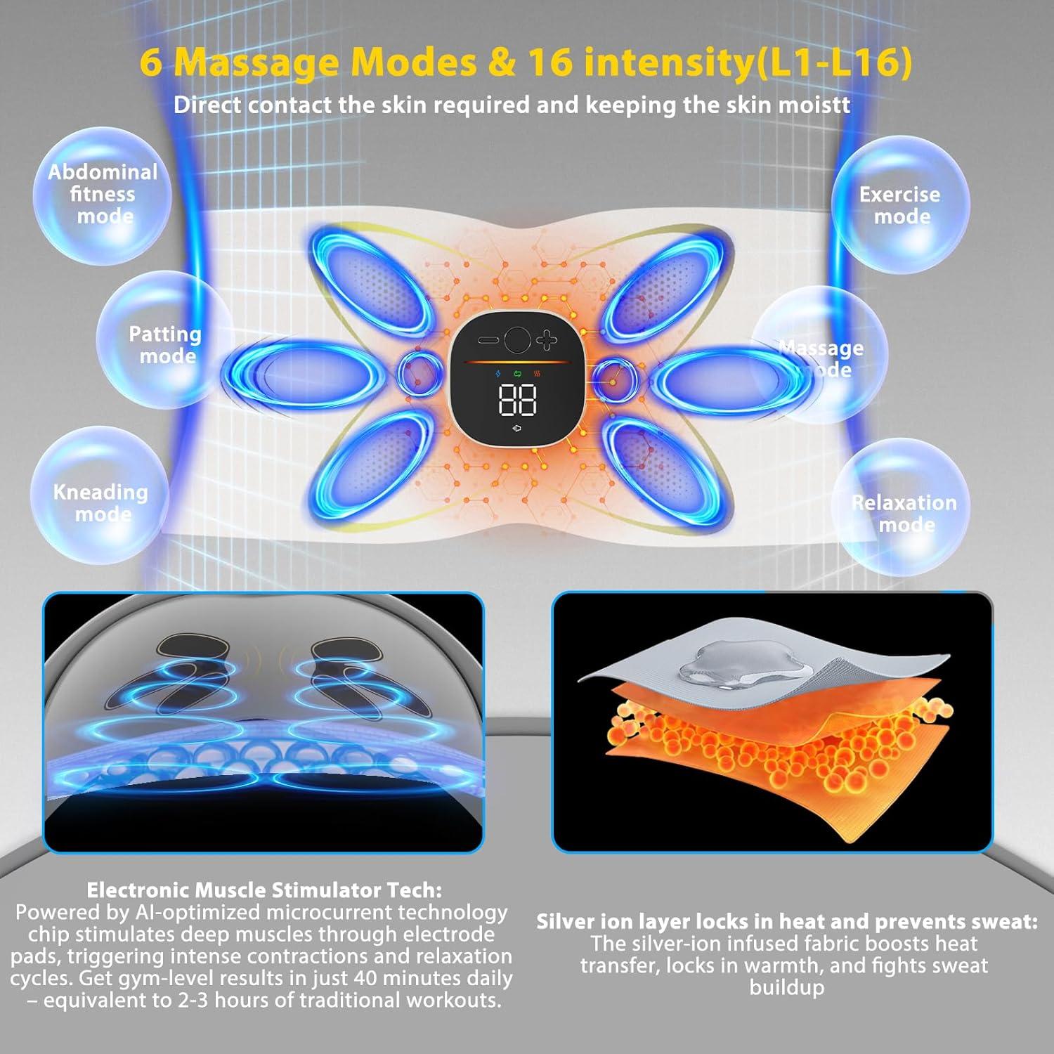 Cinturón Estimulador Abdominal EMS Calor - OSTO AST-302