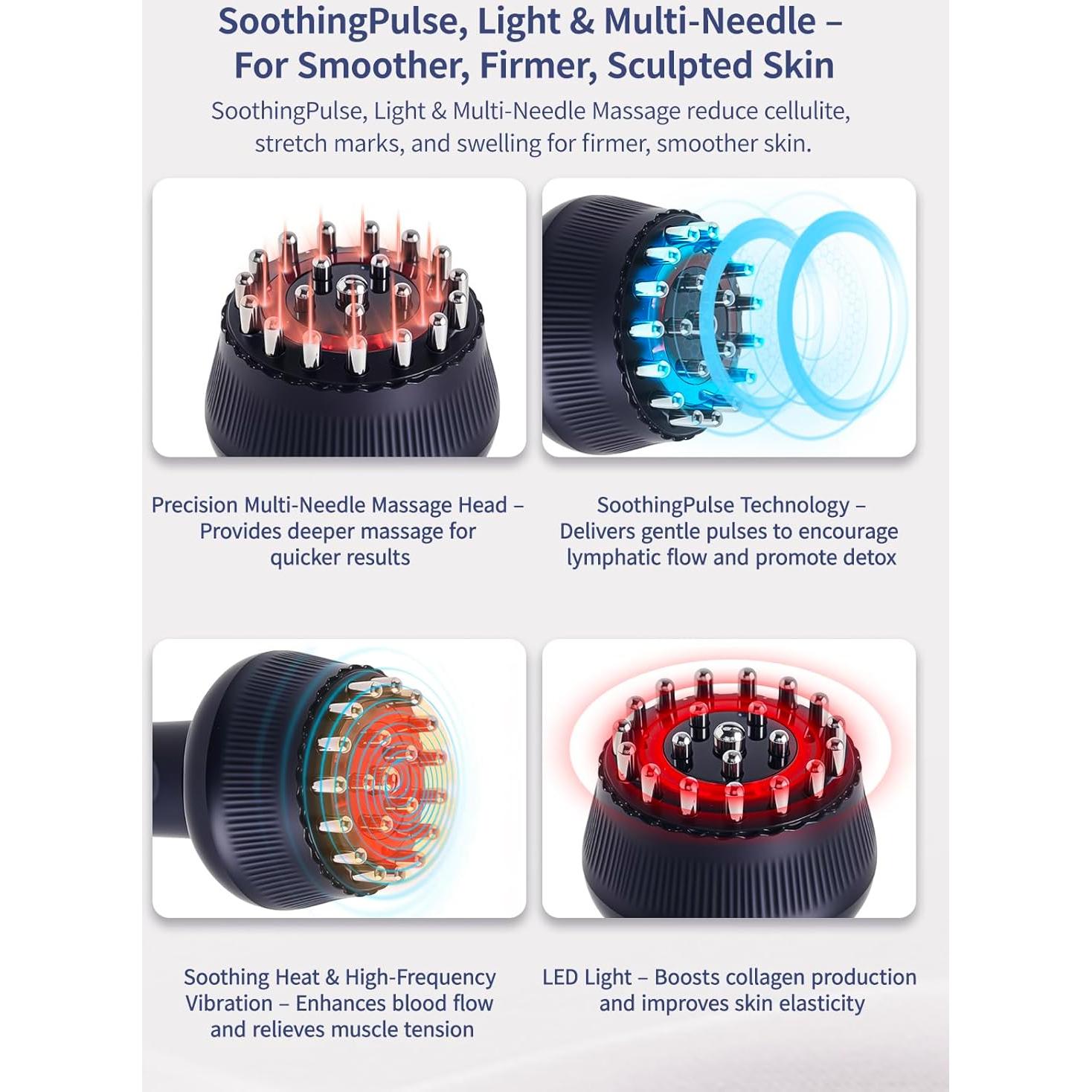 Masajeador Drenaje Linfático Paiaito G05, Anticelulitis, Calor y Vibración