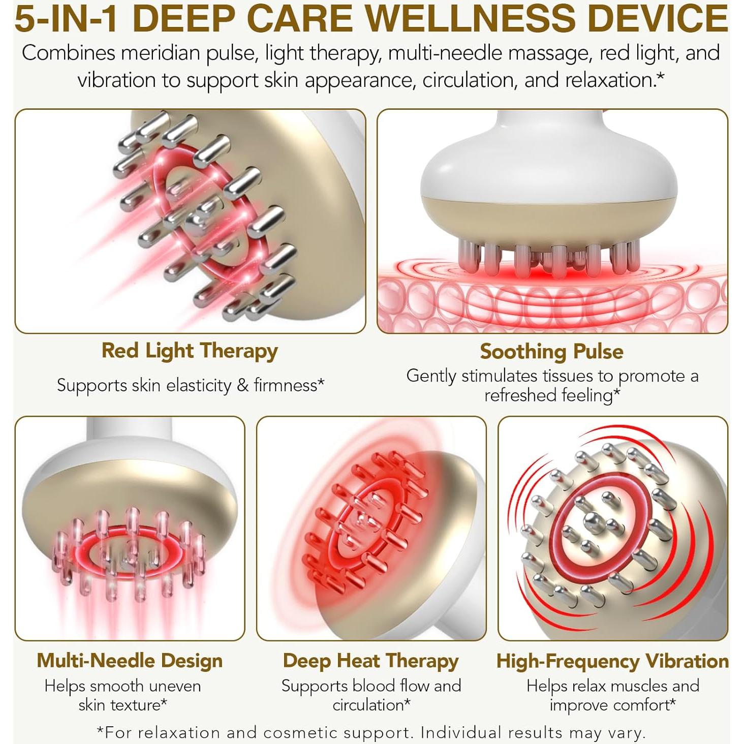 Masajeador Drenaje Linfático Anticelulitis 4-en-1 Portátil