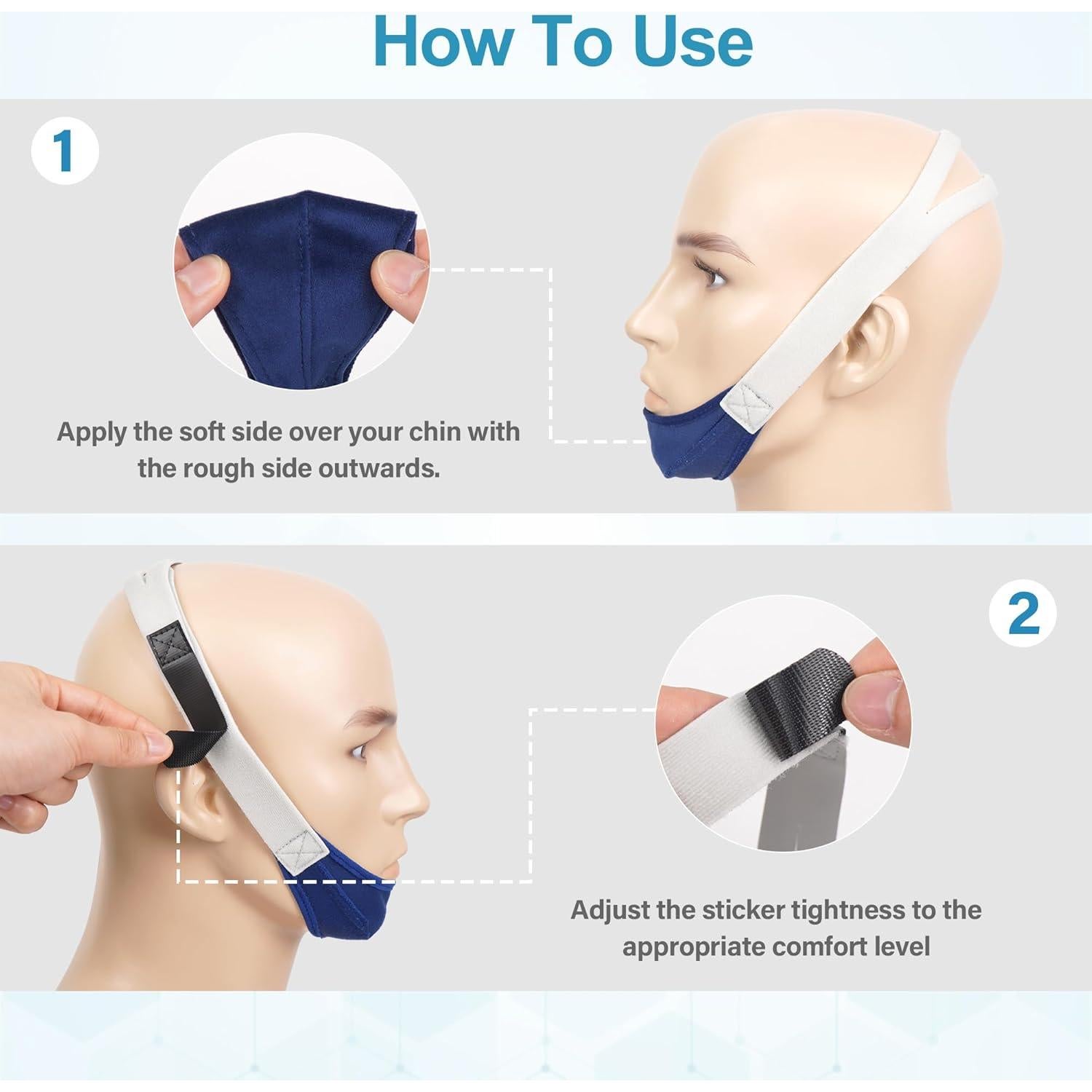 Correas para la Barbilla IDEAR 2 Pcs Anti Ronquidos Transpirables