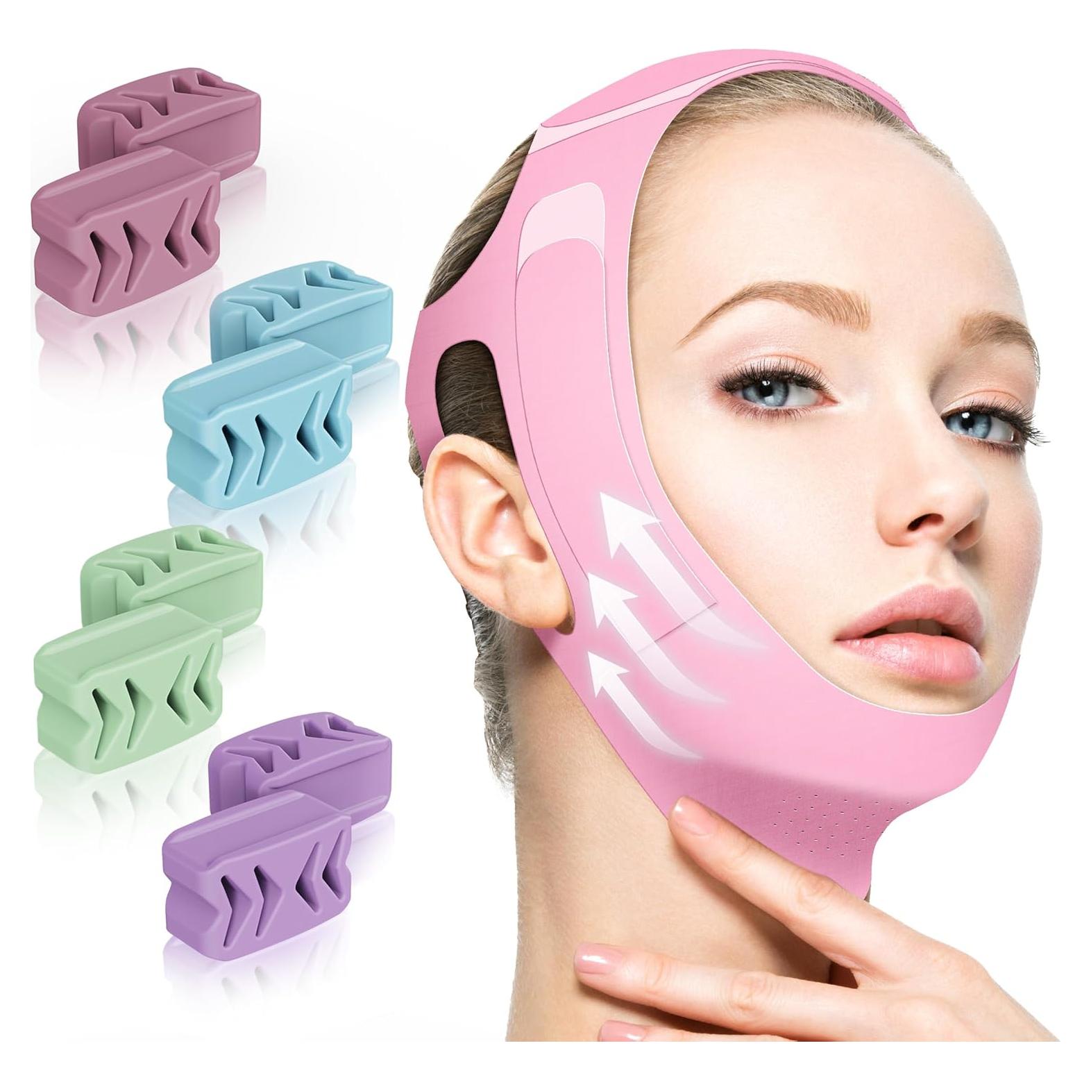 Conjunto Reductor Doble Papada Azrra - Máscara Elevadora V y Ejercitador Mandíbula