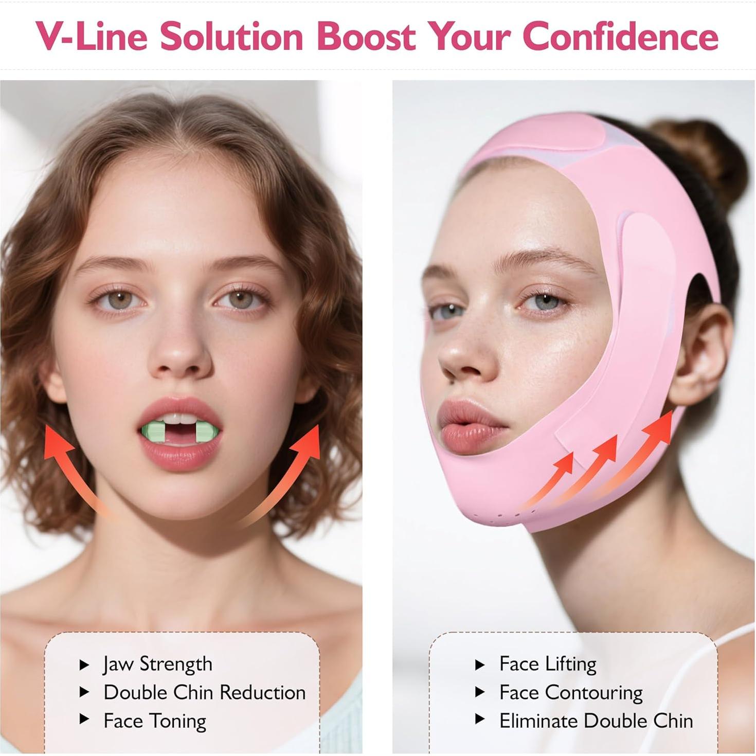 Conjunto Reductor Doble Papada Azrra - Máscara Elevadora V y Ejercitador Mandíbula