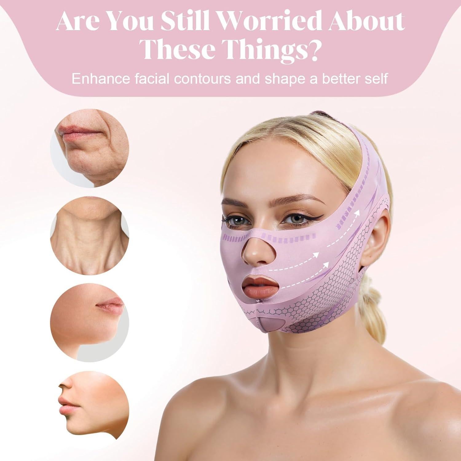 Correa Facial Ajustable Hpmjz Máscara Levantamiento V Reutilizable