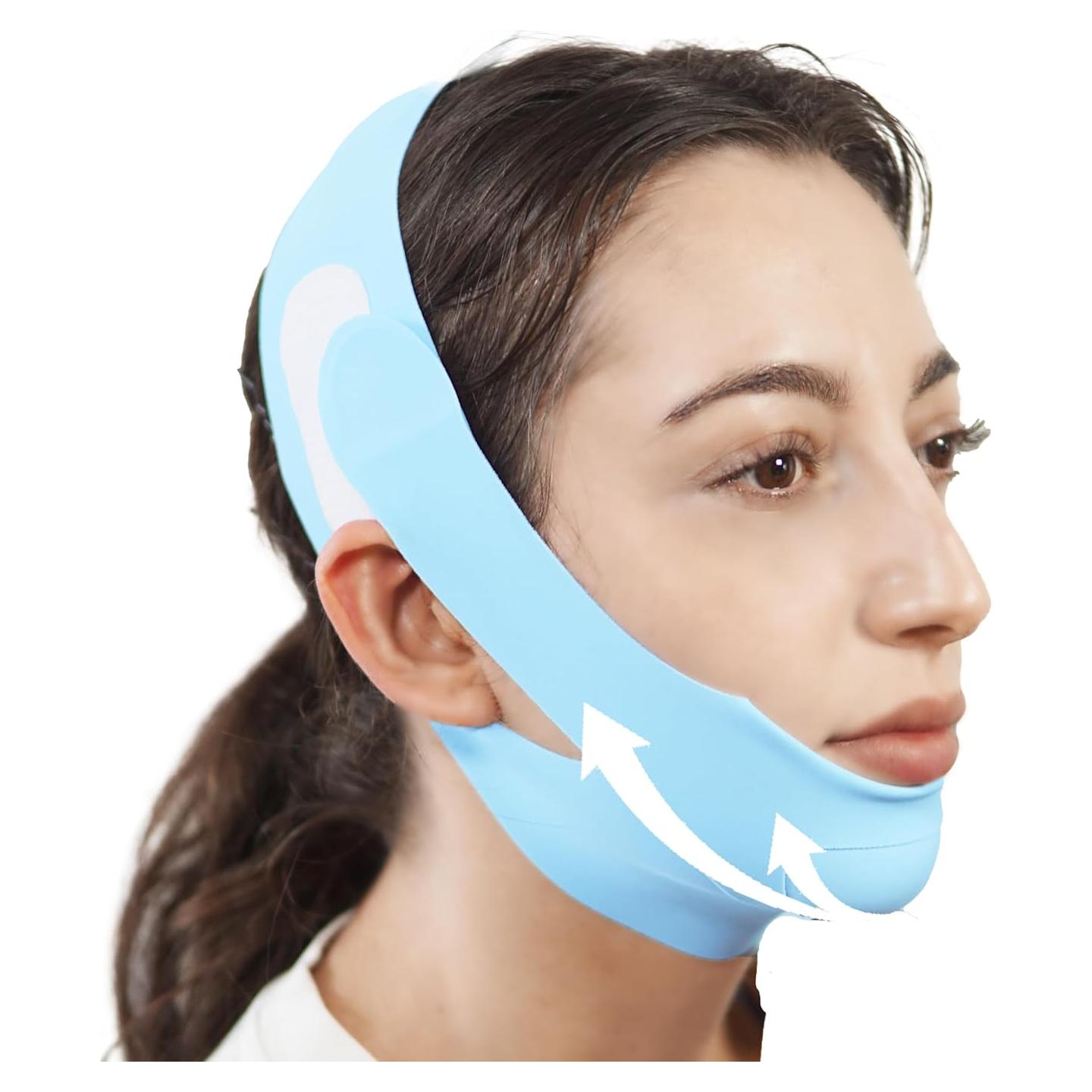 Correa de Elevación Facial ADRUITE en V para Doble Barbilla - Azul