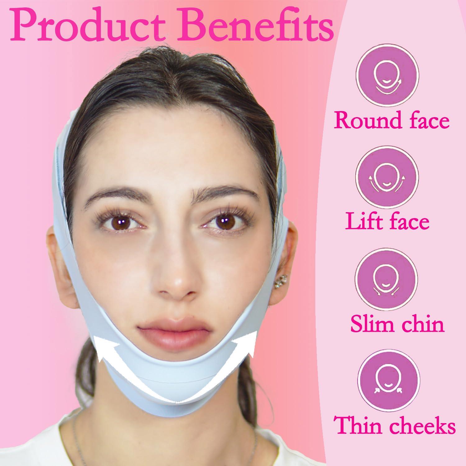 Correa de Elevación Facial ADRUITE en V para Doble Barbilla - Azul