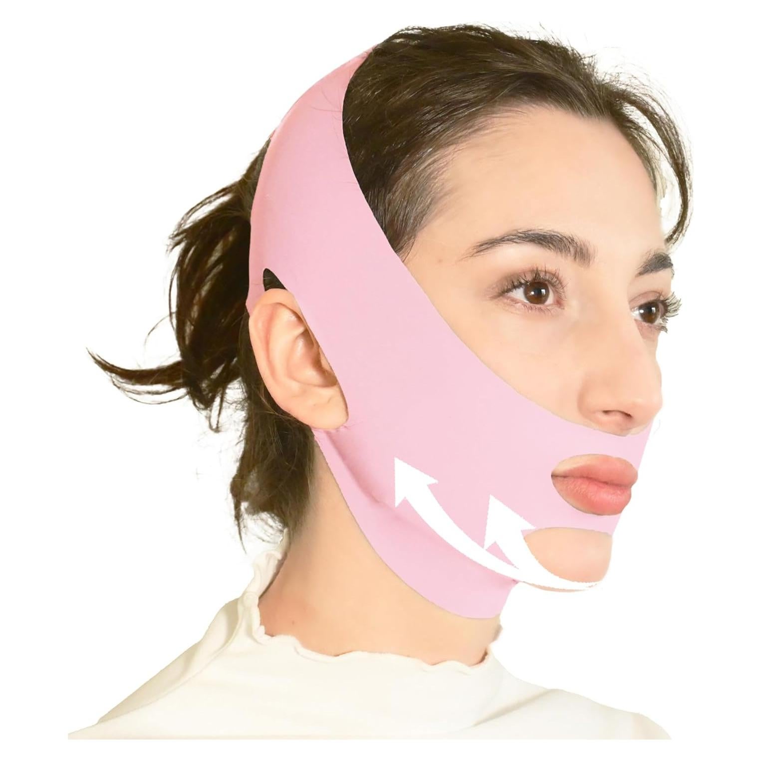 Correa de Elevación Facial ADRUITE en V Rosa - Modelador de Mandíbula