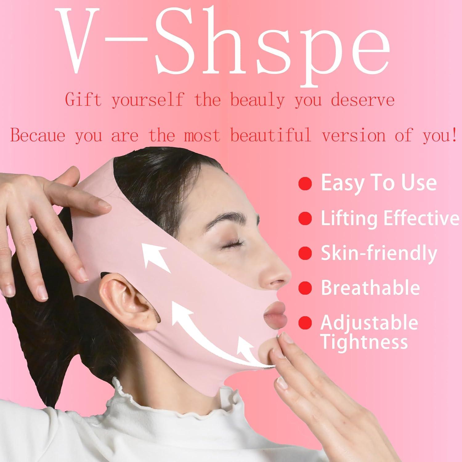 Correa de Elevación Facial ADRUITE en V Rosa - Modelador de Mandíbula