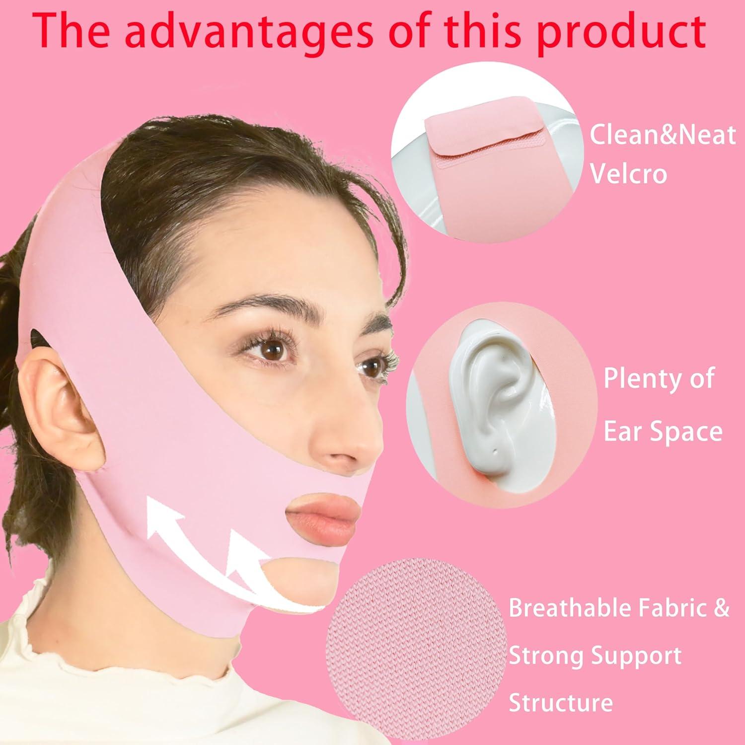 Correa de Elevación Facial ADRUITE en V Rosa - Modelador de Mandíbula